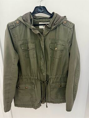 Outer Edge Women’s Olive Green Hooded Utility Jacket-sz XL